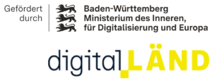 Logo des Baden-Württembergischen Ministeriums des Inneren, für Digitalisierung und Europa, zusätzlich Logo digitalLÄND